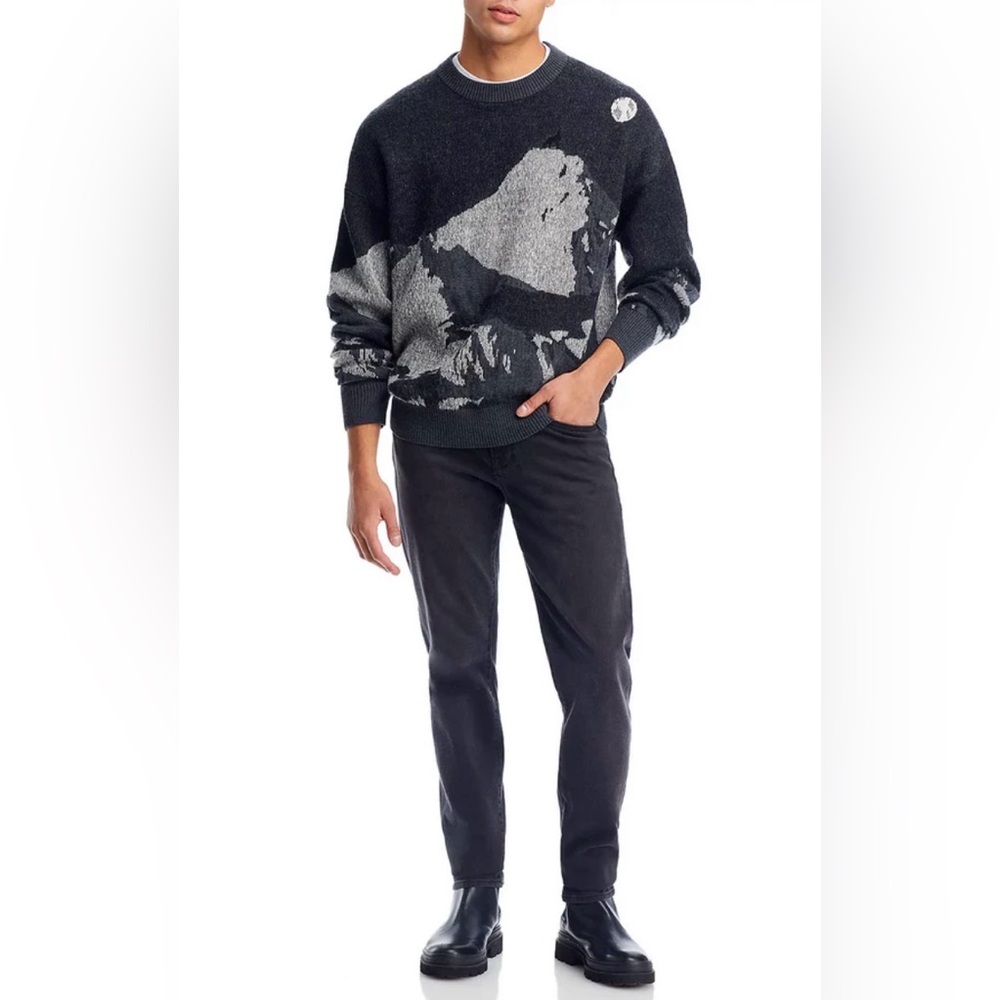 HUGO BOSS Wool-blend Oversize Fit Sweater Seasonal Jacquard In black & dark grey - Picture 3 of 10